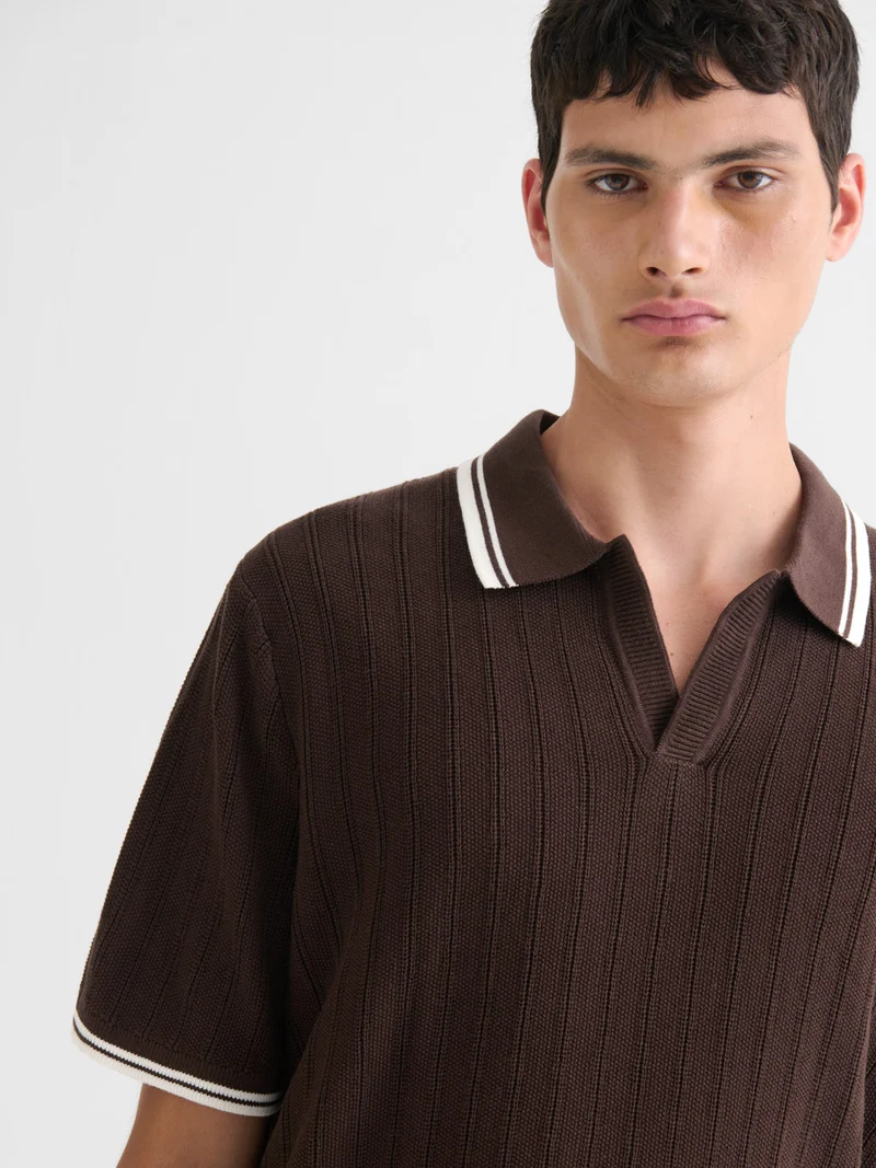 Polo col ouvert en coton biologique