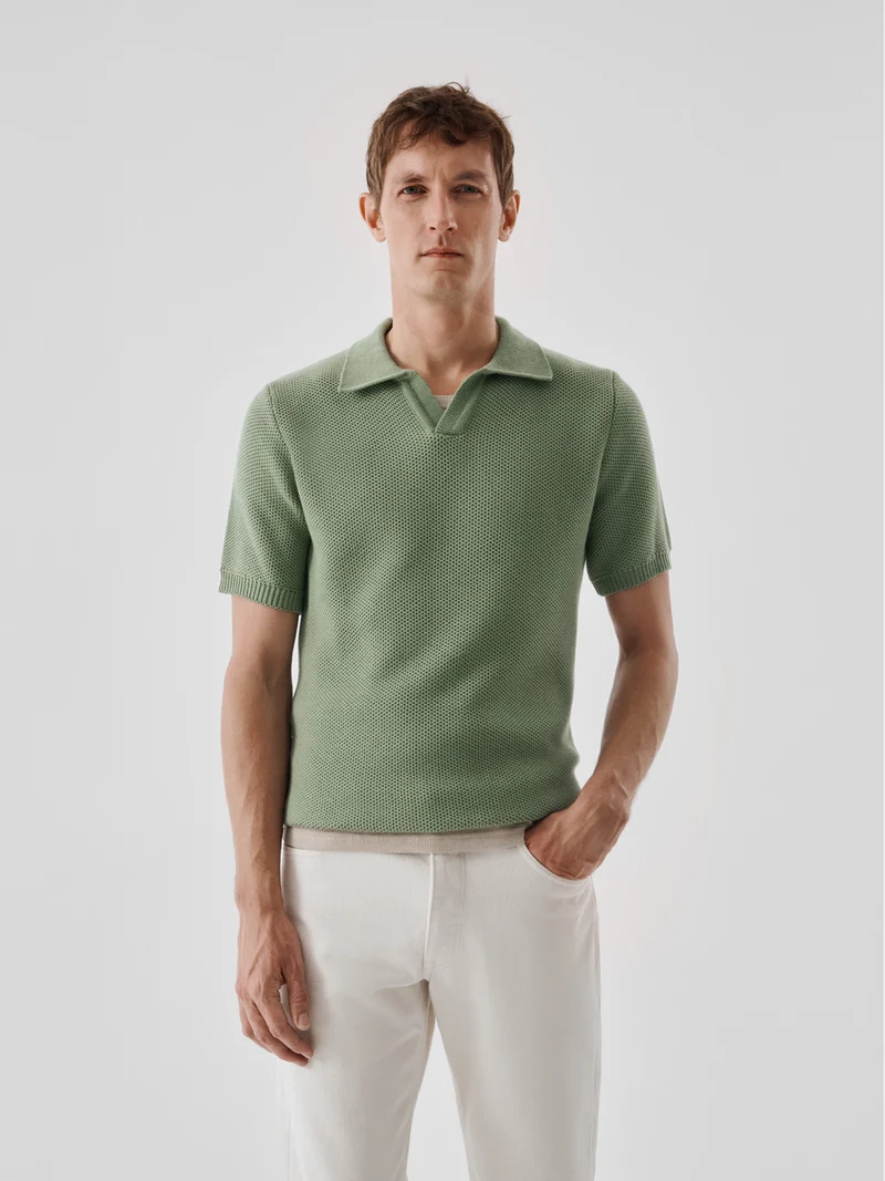 Polo col ouvert en maille