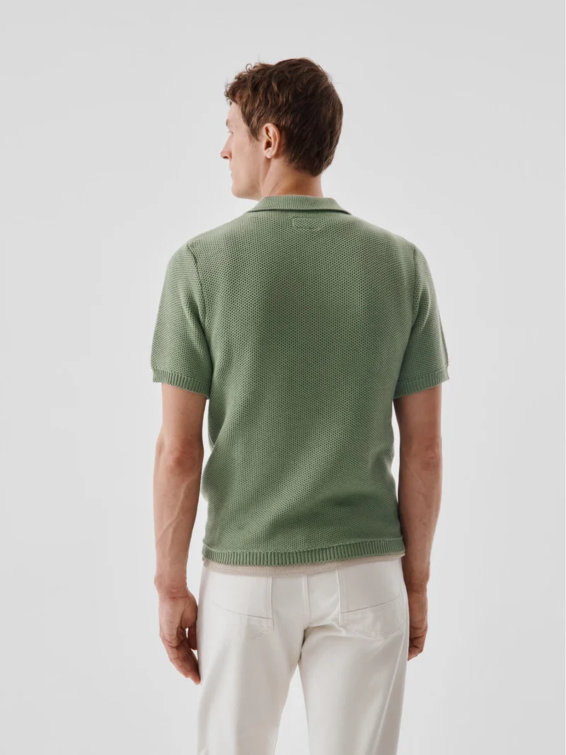 Polo col ouvert en maille