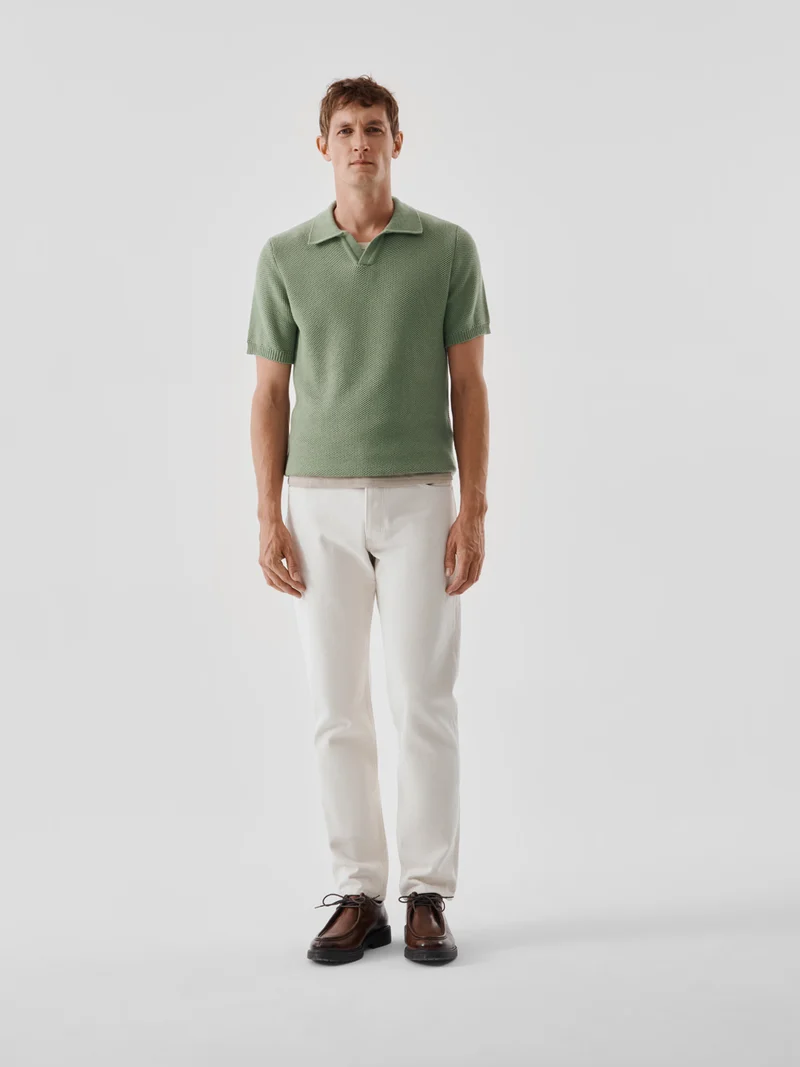 Polo col ouvert en maille