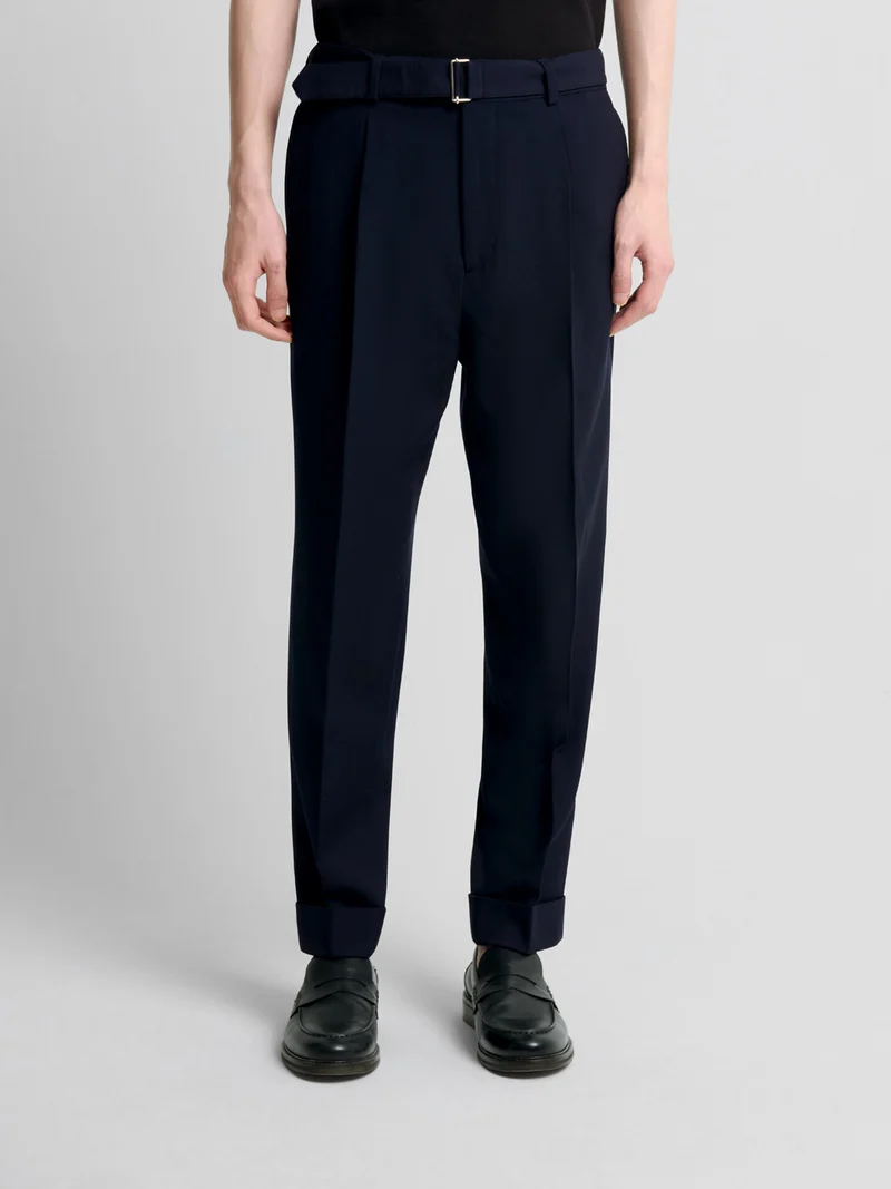 Costume croisé 2 pièces regular en laine bleu nuit