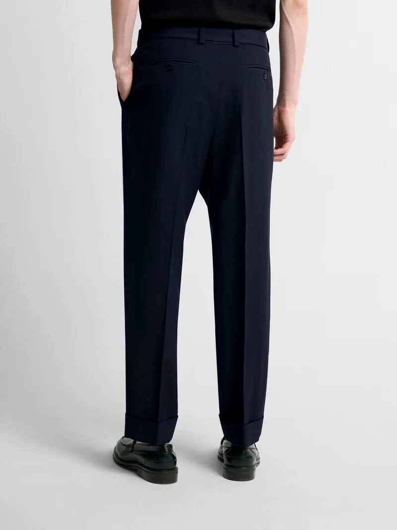 Costume croisé 2 pièces regular en laine bleu nuit