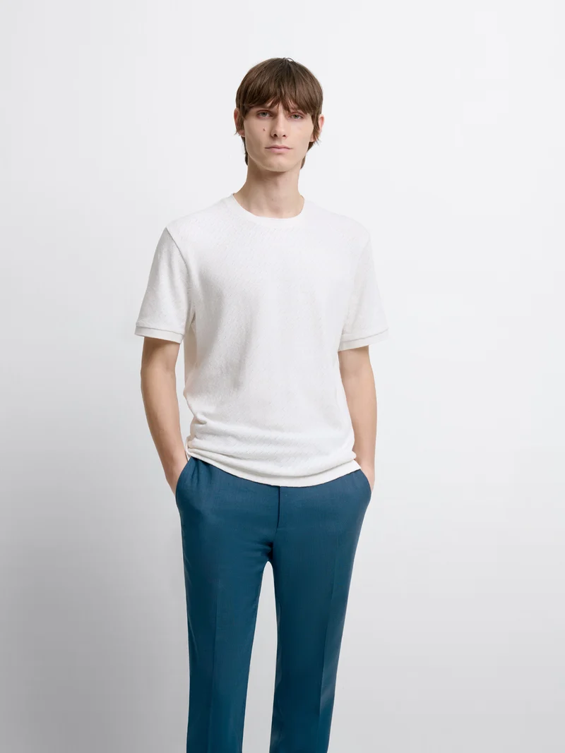 T-shirt col rond en jacquard