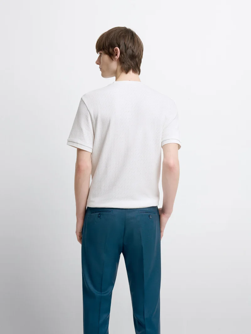 T-shirt col rond en jacquard