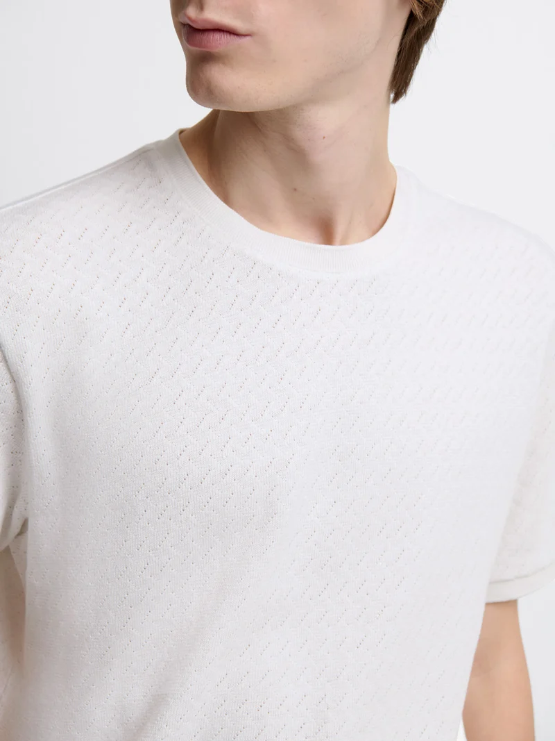 T-shirt col rond en jacquard