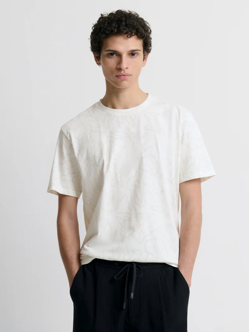 T-shirt col rond fleuri