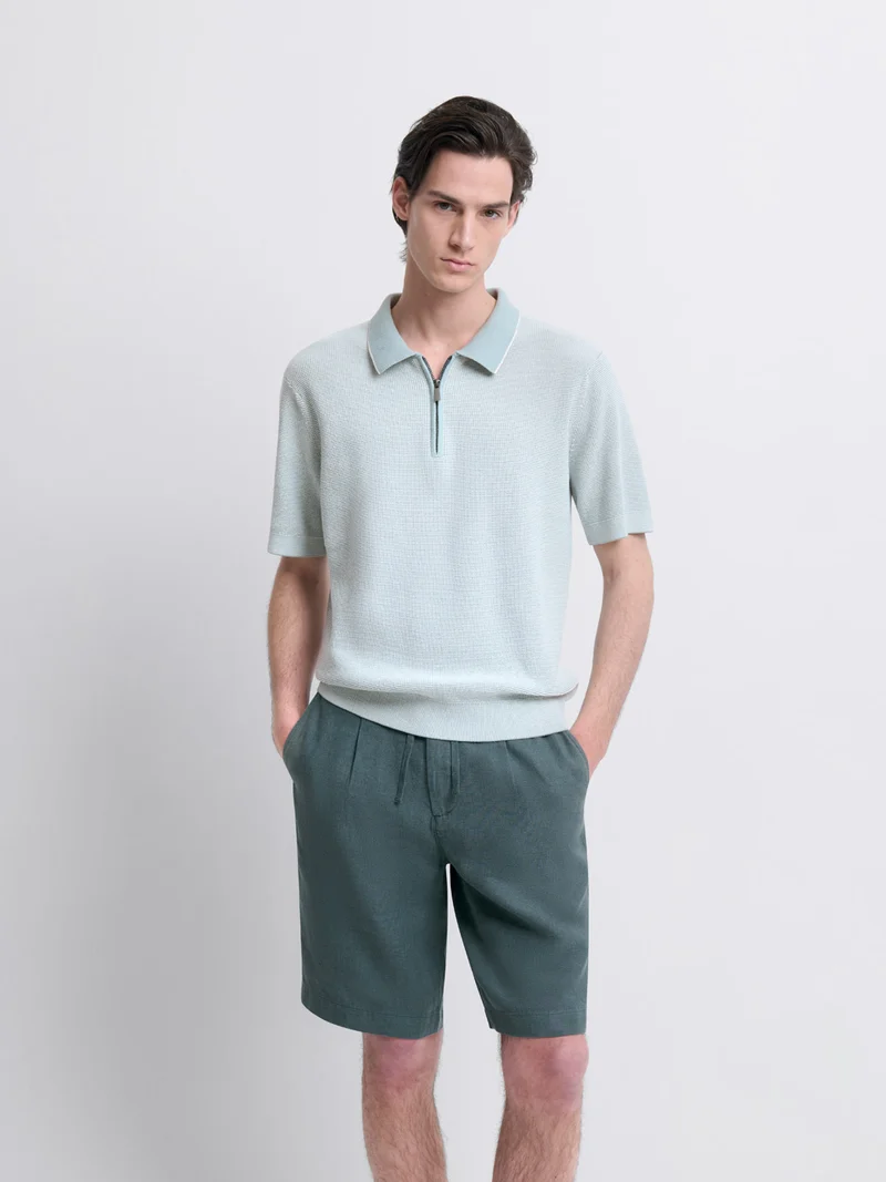Polo col zippé en coton bio