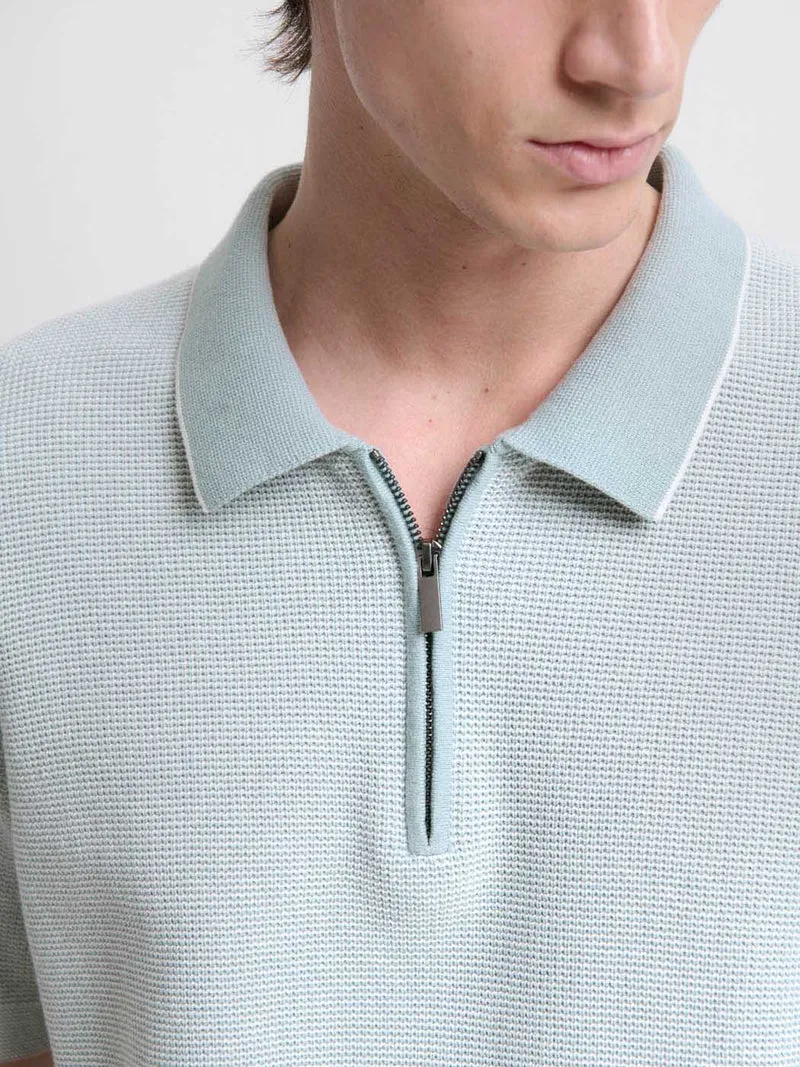 Polo col zippé en coton bio