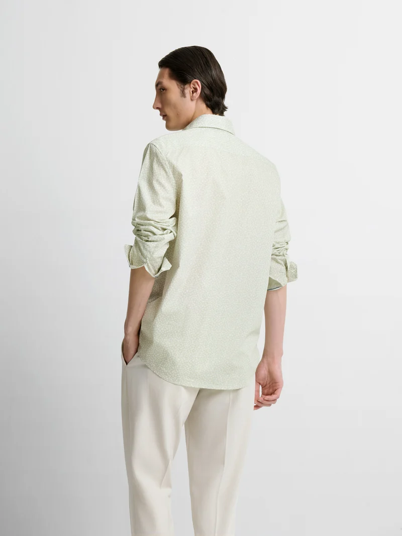 Chemise slim en coton fleurie