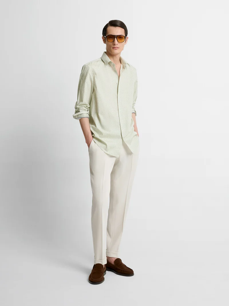 Chemise slim en coton fleurie