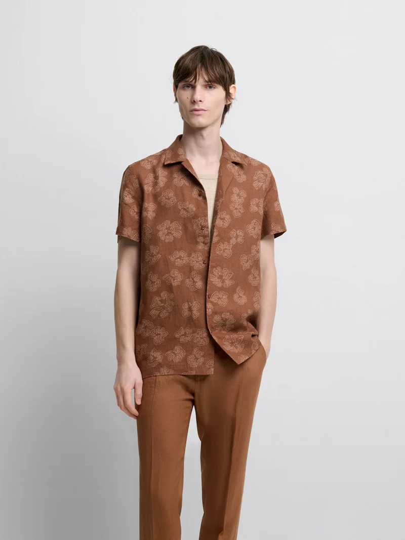 Chemise manches courtes regular fleurie