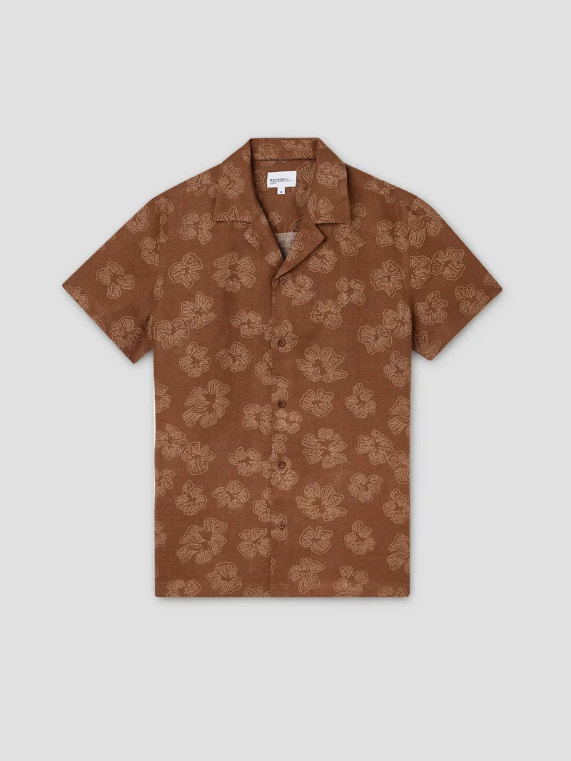 Chemise manches courtes regular fleurie