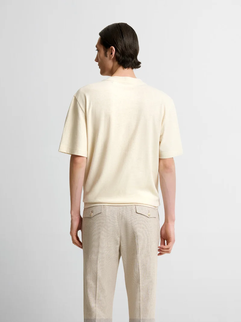T-shirt col rond en coton lin