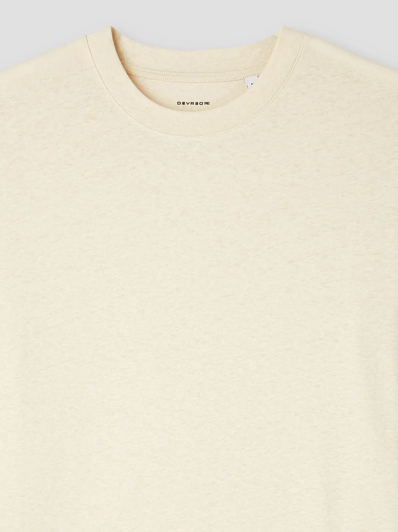 T-shirt col rond en coton lin