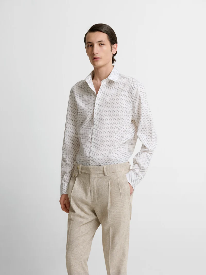 Chemise slim en coton à motifs