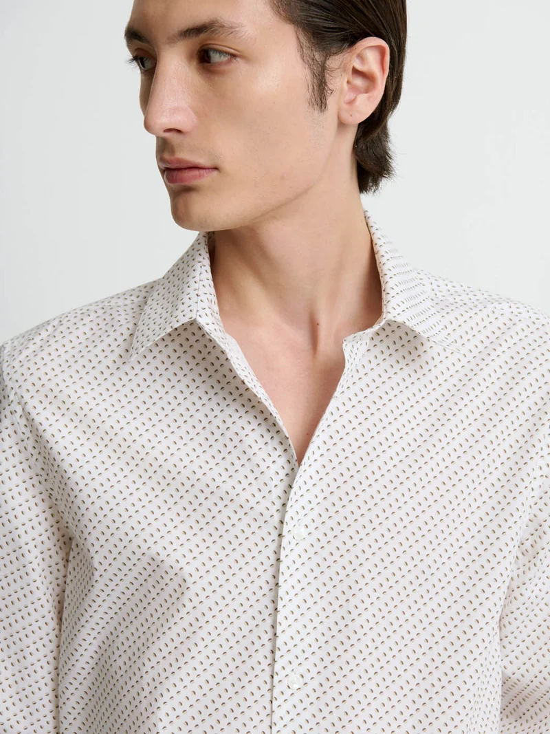 Chemise slim en coton à motifs