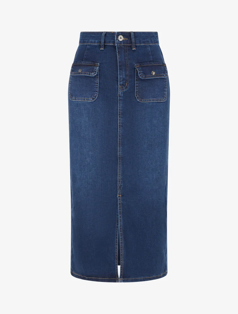 Jupe en denim à 4 poches - Bleu denim