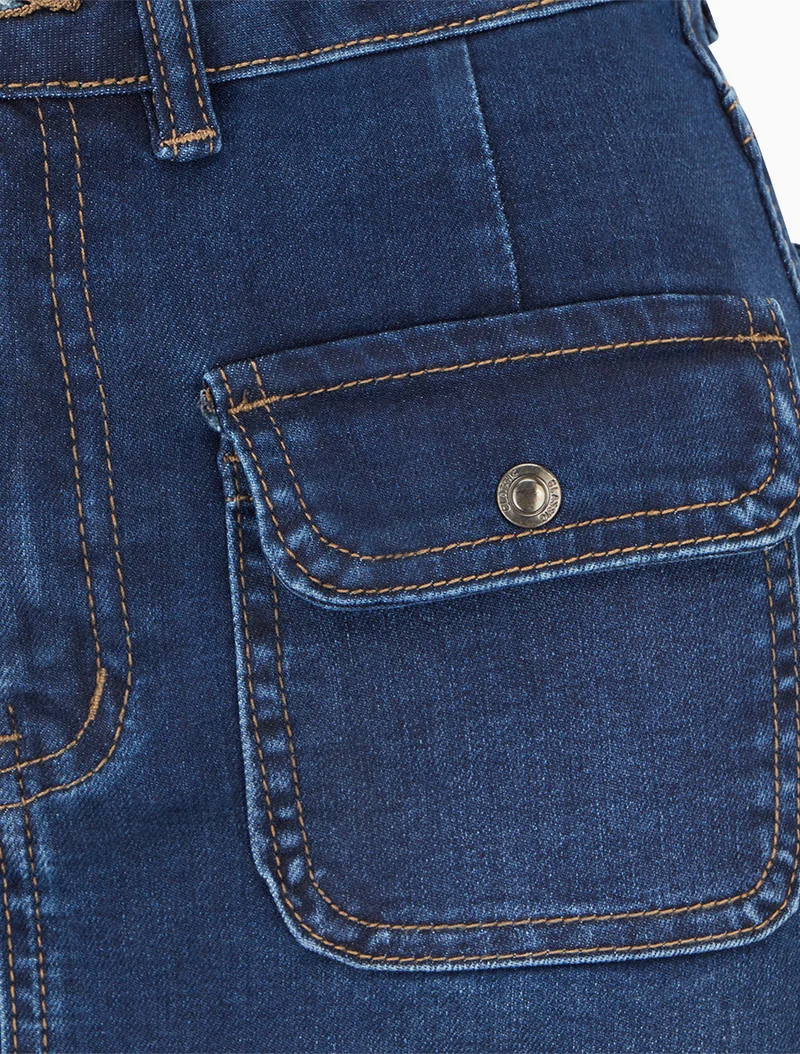 Jupe en denim à 4 poches - Bleu denim