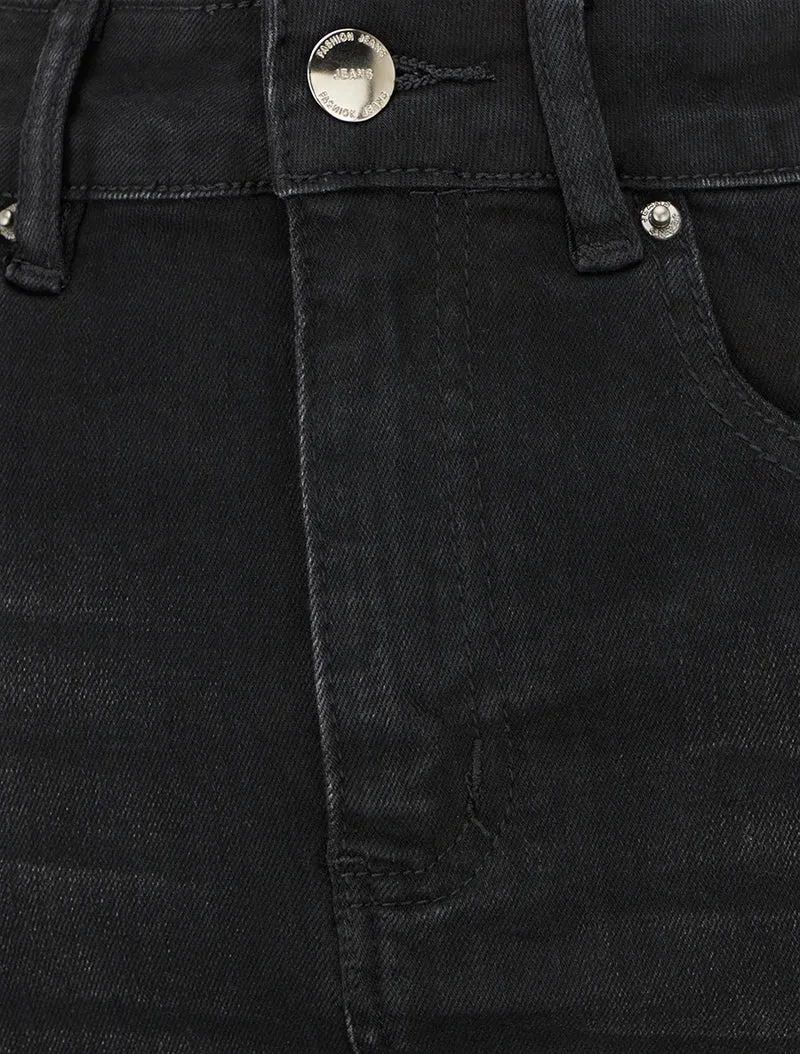 Jupe crayon en jean - Noir