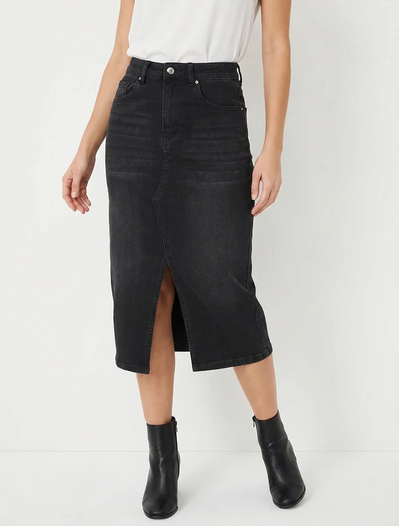 Jupe crayon en jean - Noir