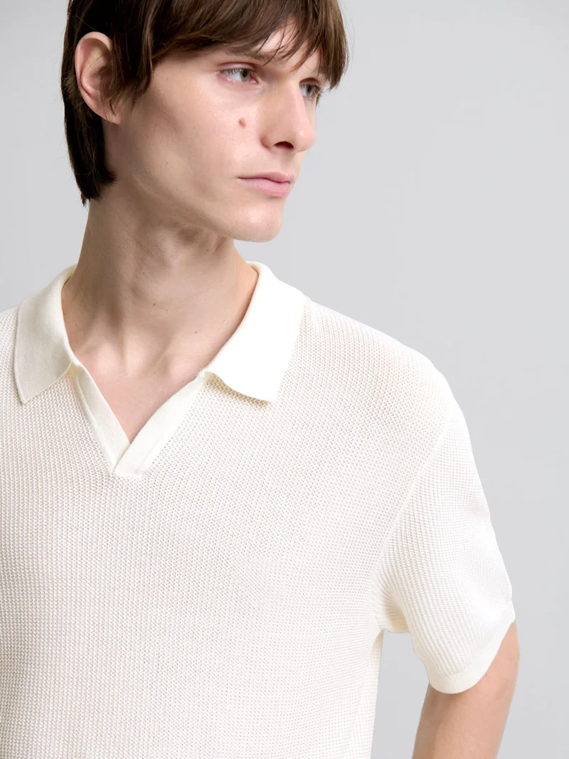 Polo maille col ouvert en coton bio