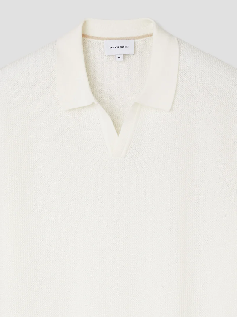 Polo maille col ouvert en coton bio