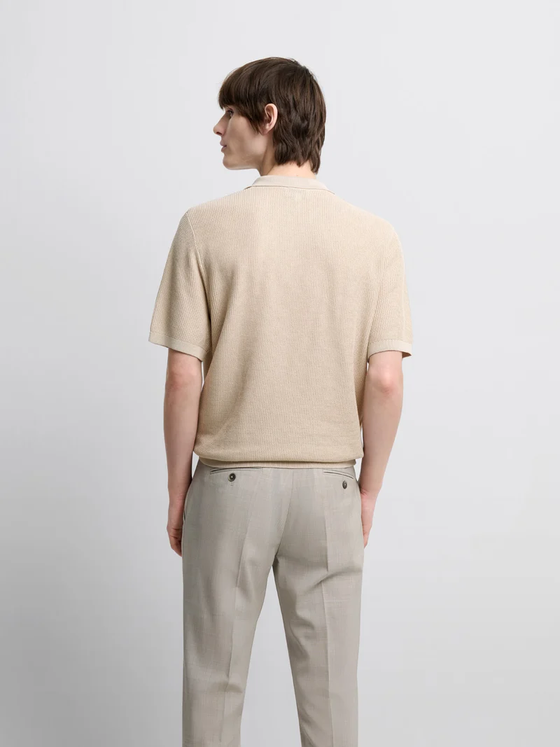 Polo maille col ouvert en coton bio