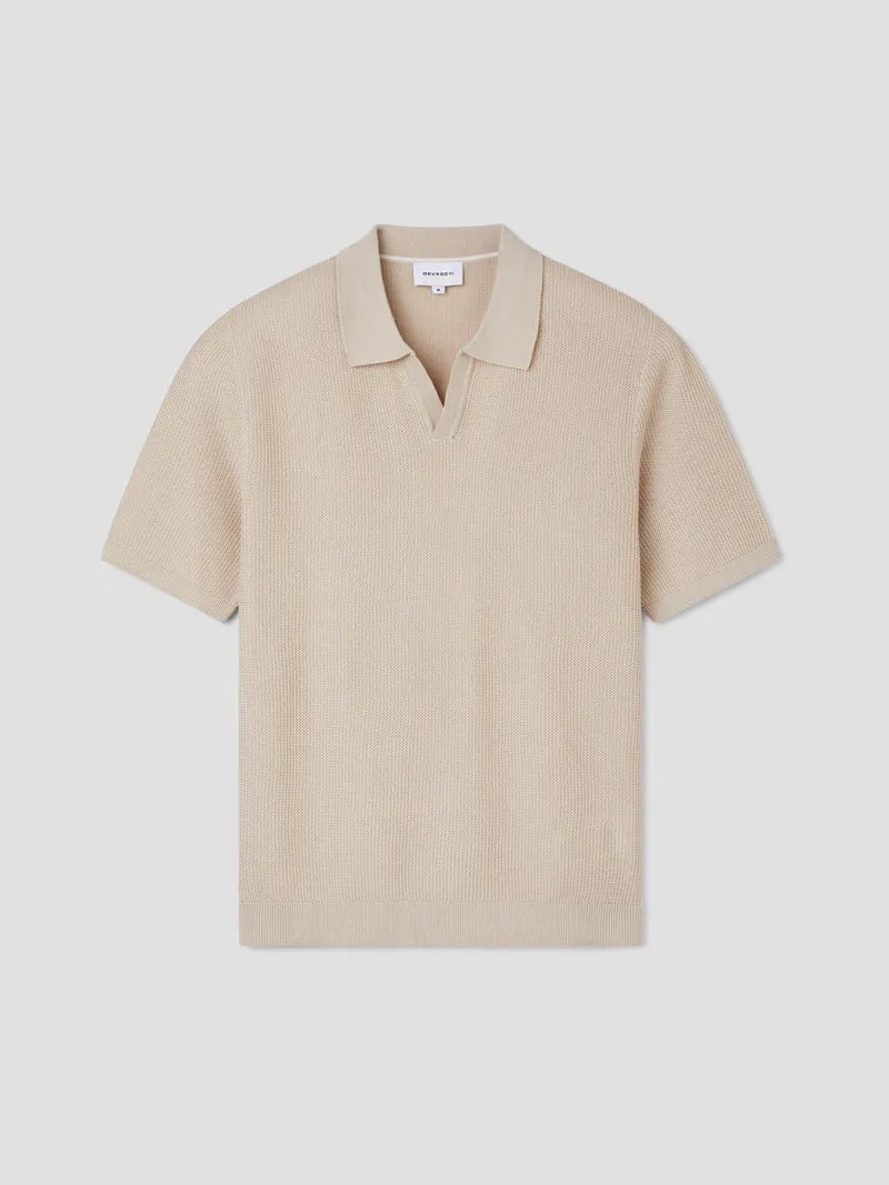 Polo maille col ouvert en coton bio