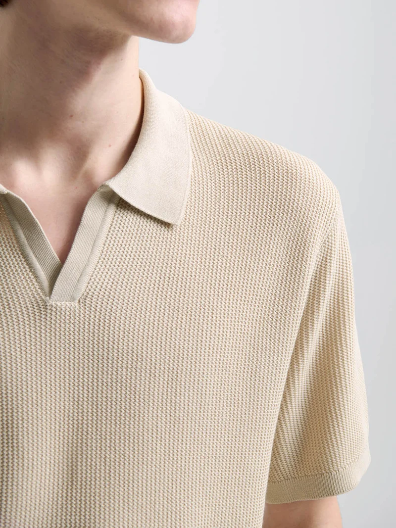 Polo maille col ouvert en coton bio