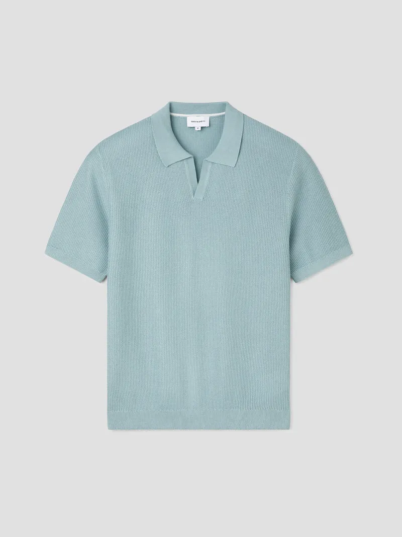 Polo maille col ouvert en coton bio