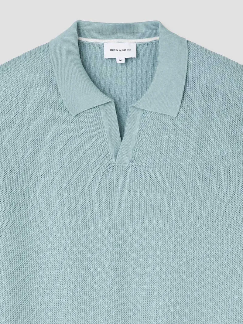 Polo maille col ouvert en coton bio