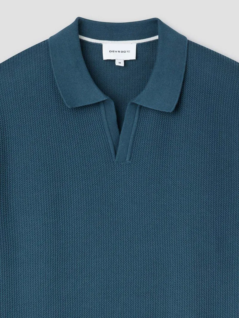 Polo maille col ouvert en coton bio