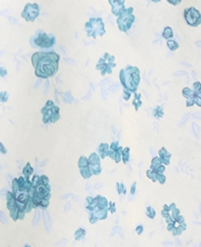 Blouse courte manches papillons motif fleurs
