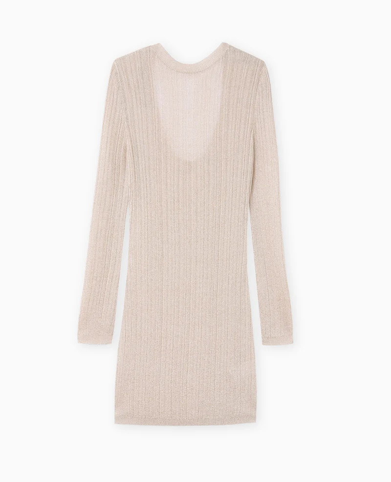 Robe moulante en maille avec lurex dos dégagé