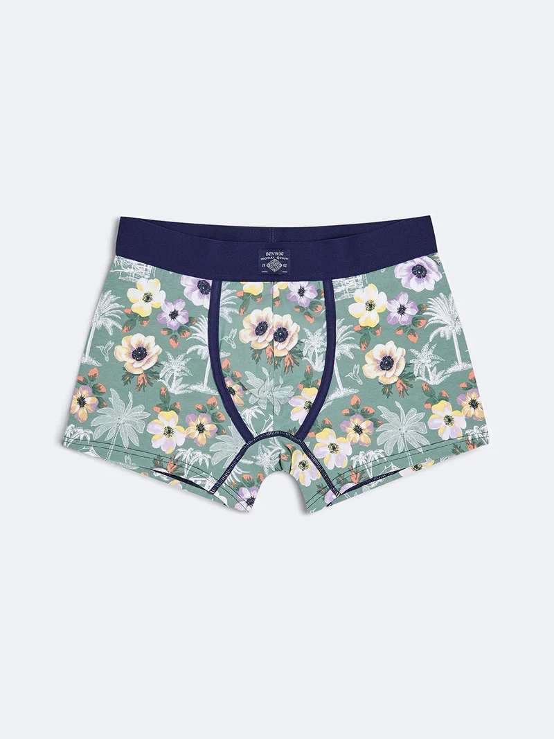 Boxer stretch en coton bio fleuri