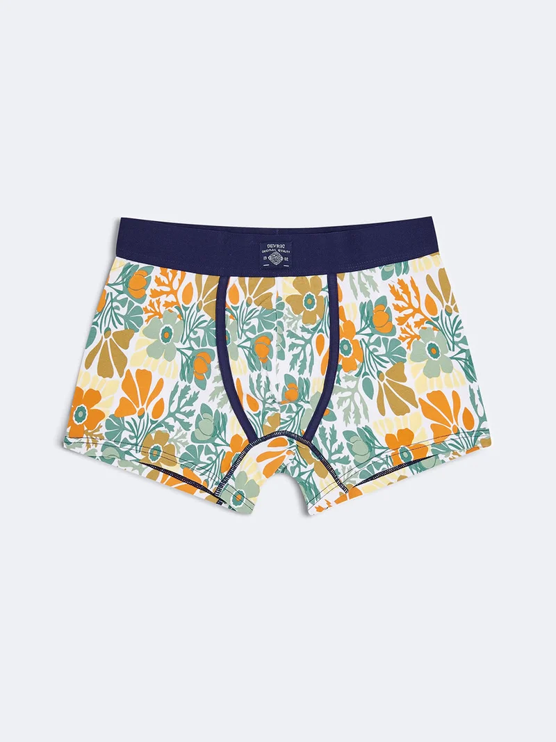 Boxer stretch en coton bio fleuri