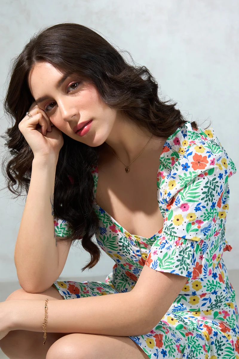 Smehra Top|100% Cotton Vibrant Floral Print Crop Top