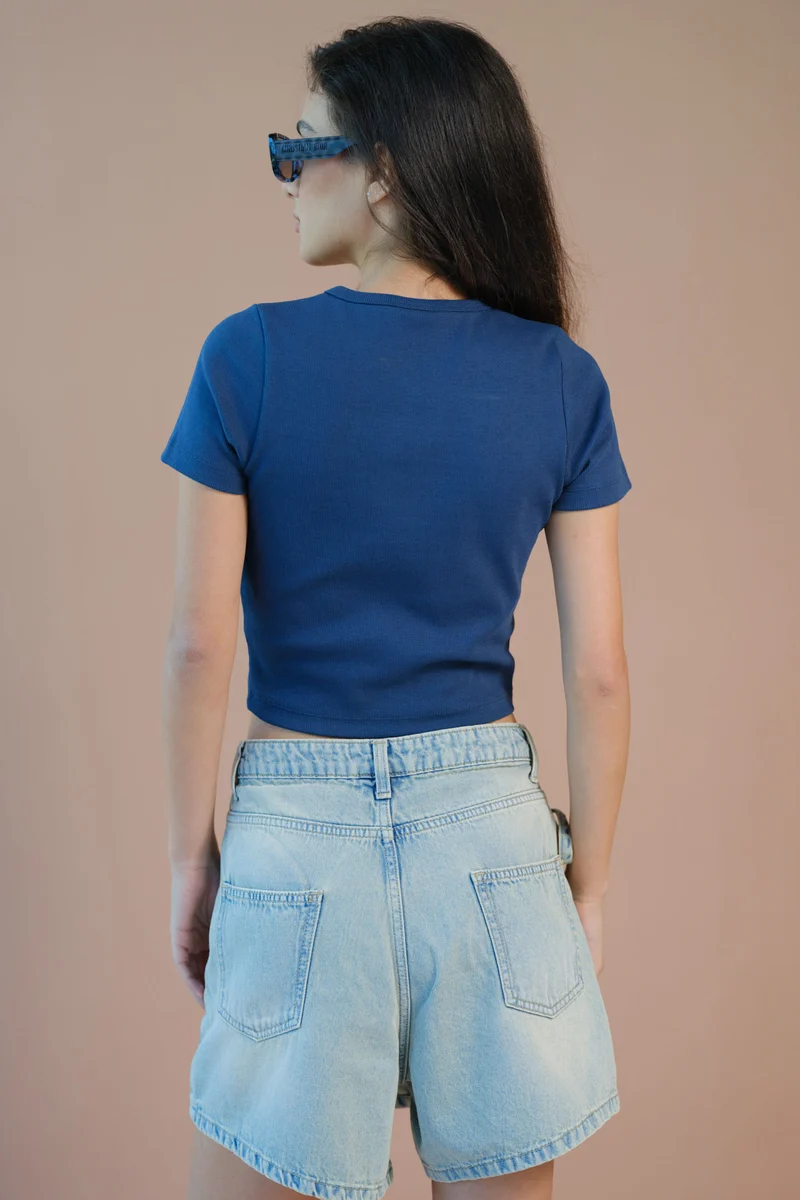 Nico|Cotton Stretch Black Cutout Ribbed Top