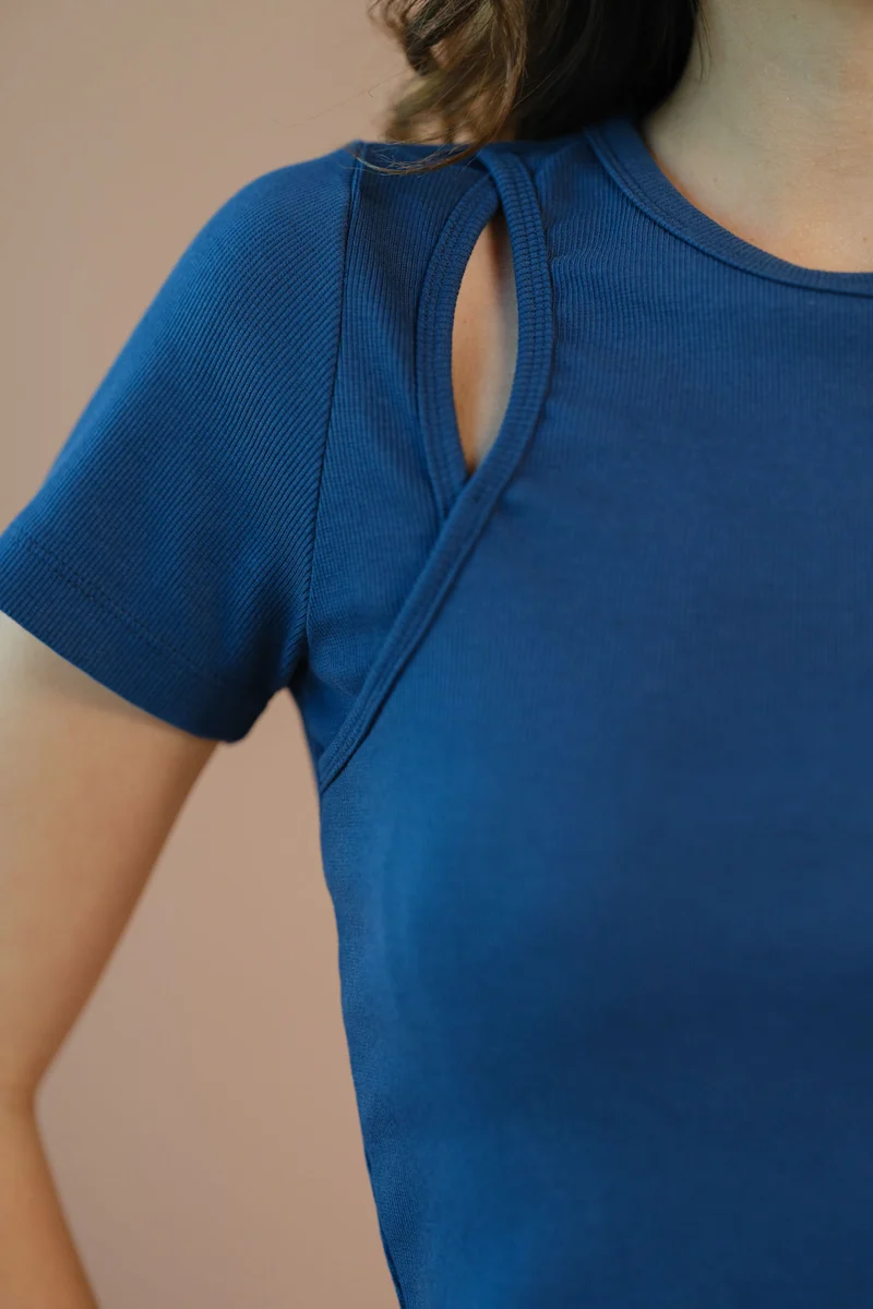 Nico|Cotton Stretch Black Cutout Ribbed Top