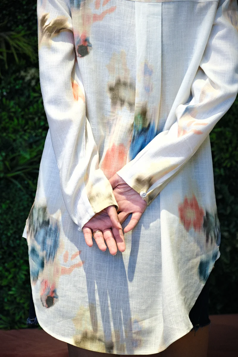 Gary|Linen Tunic Shirt With Flap Placket