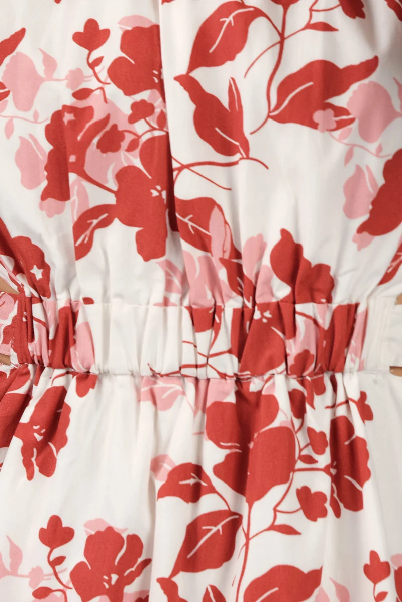 Noora|100% Cotton A-Line Dress With Cut-Out Waist