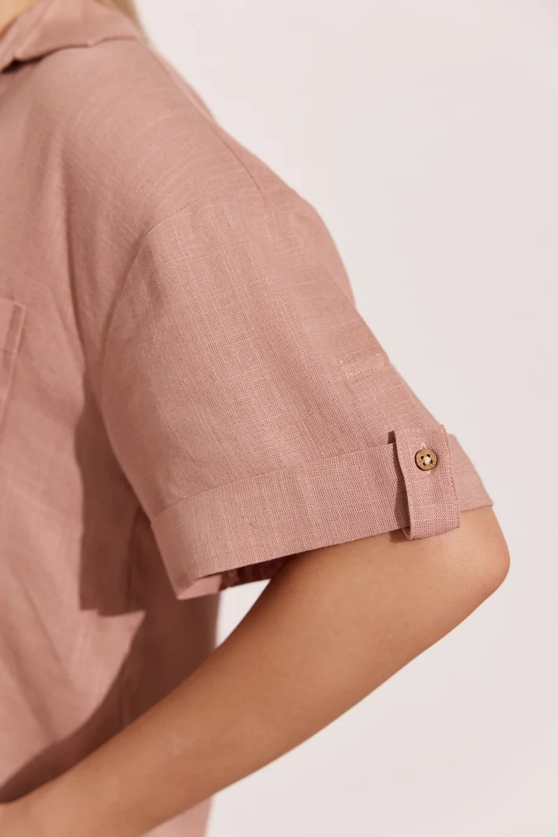 Teesha|Linen Collared Shirt With Boxy Fit