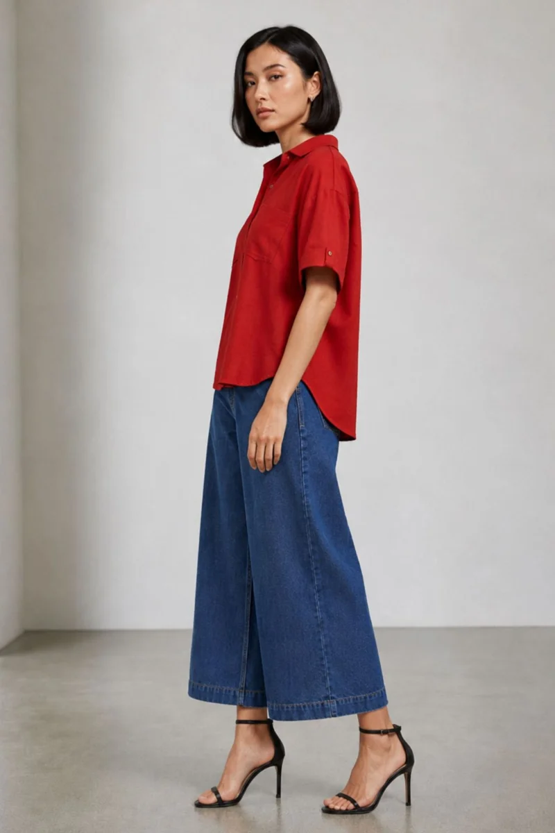 Ira|Linen Collared Shirt With Boxy Fit