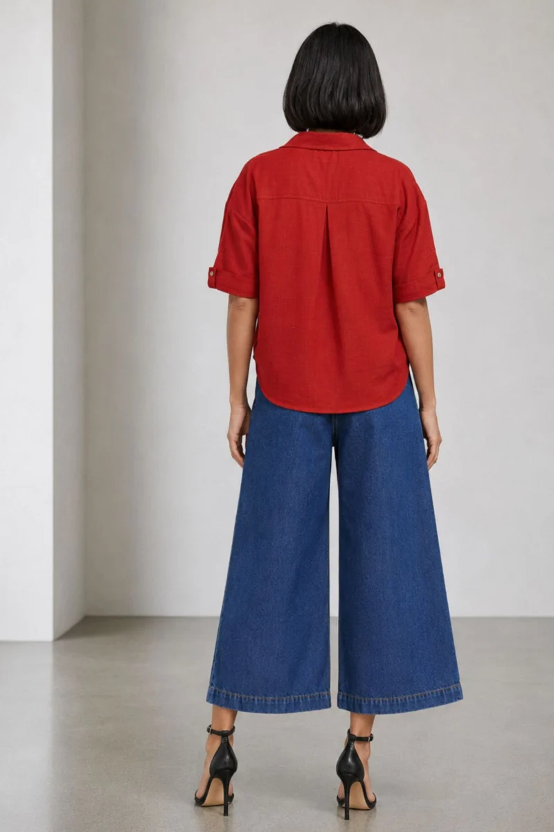 Ira|Linen Collared Shirt With Boxy Fit