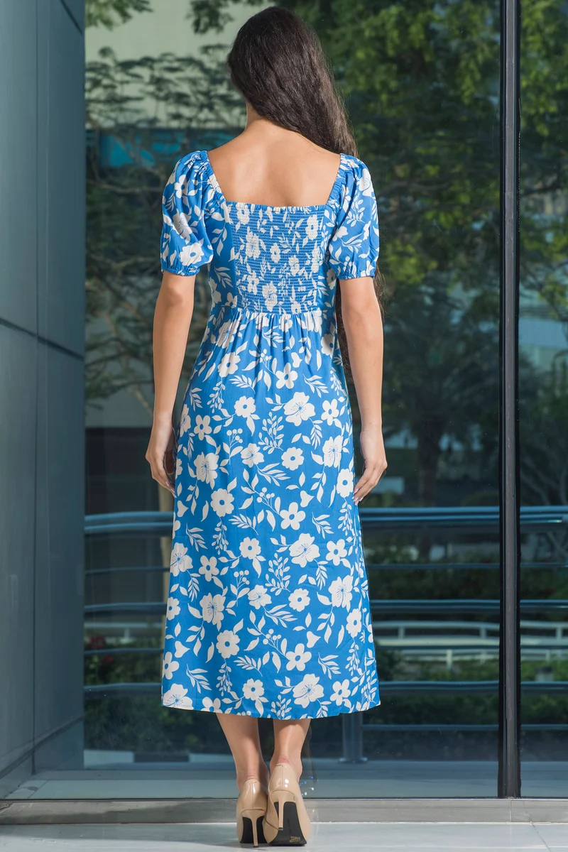Milly|100% Viscose Printed Tie-Up Midi Dress With Slit