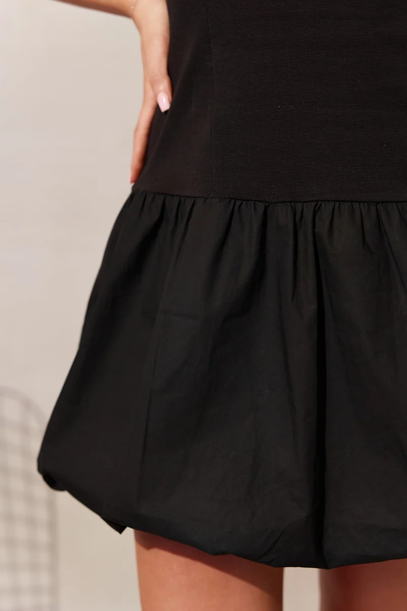 Honey|100% Viscose And Bubble Hem Mini Dress