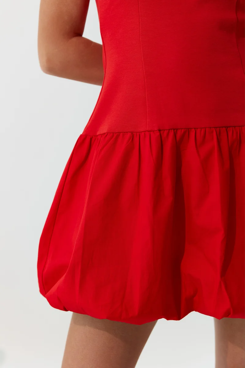 Val|100% Viscose And Bubble Hem Mini Dress