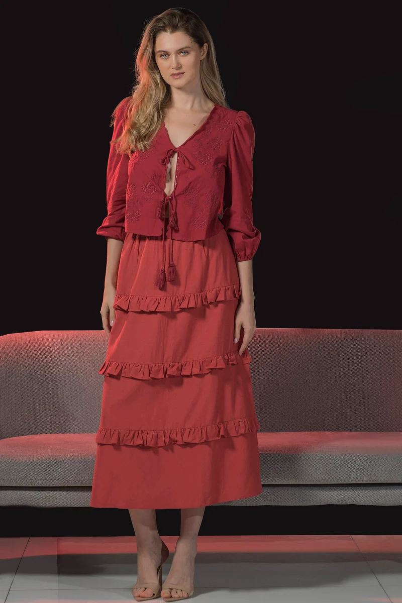 Rik|100% Viscose Top Tie-Up Style With Embroidery