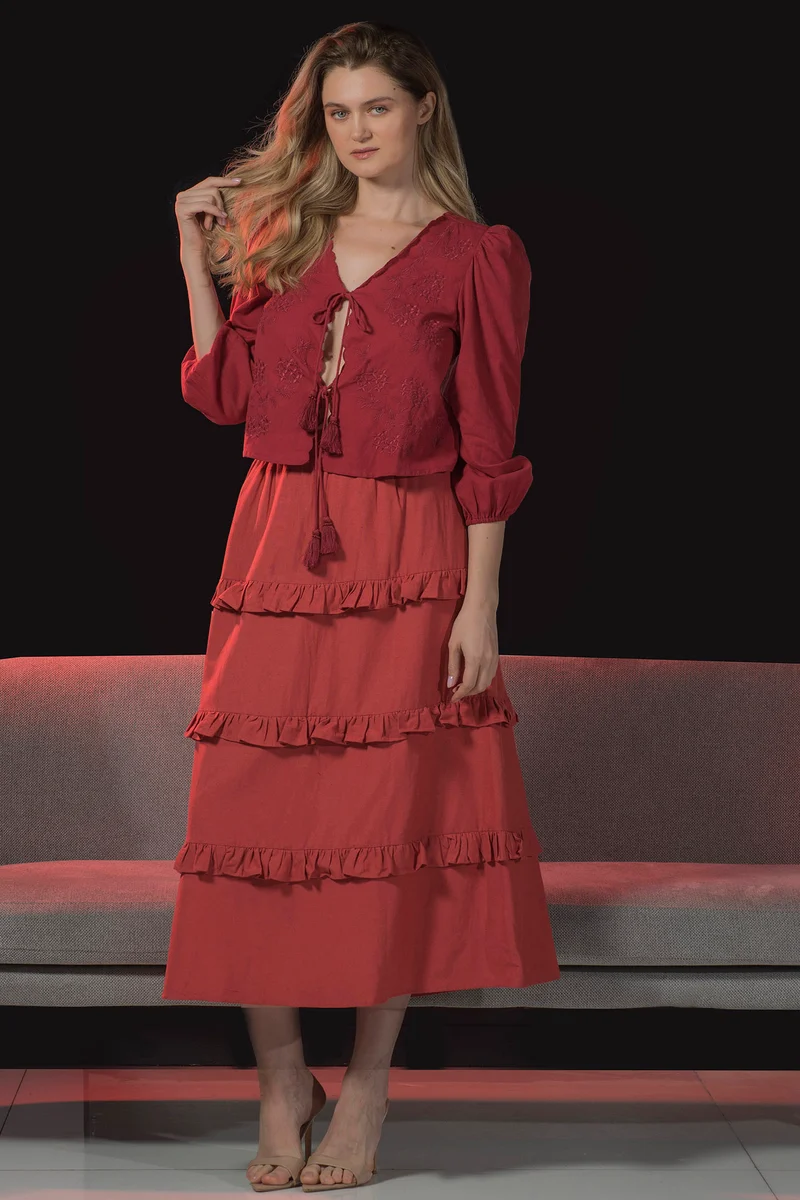 Rik|100% Viscose Top Tie-Up Style With Embroidery