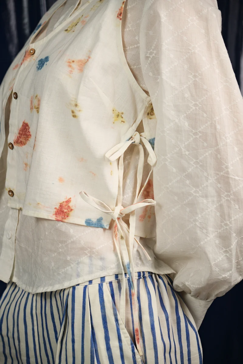 Kusum Top|Linen Tie-Up Waistcoat
